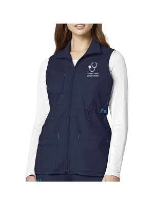 Ladies Medical Scrub Vest with Zip Front